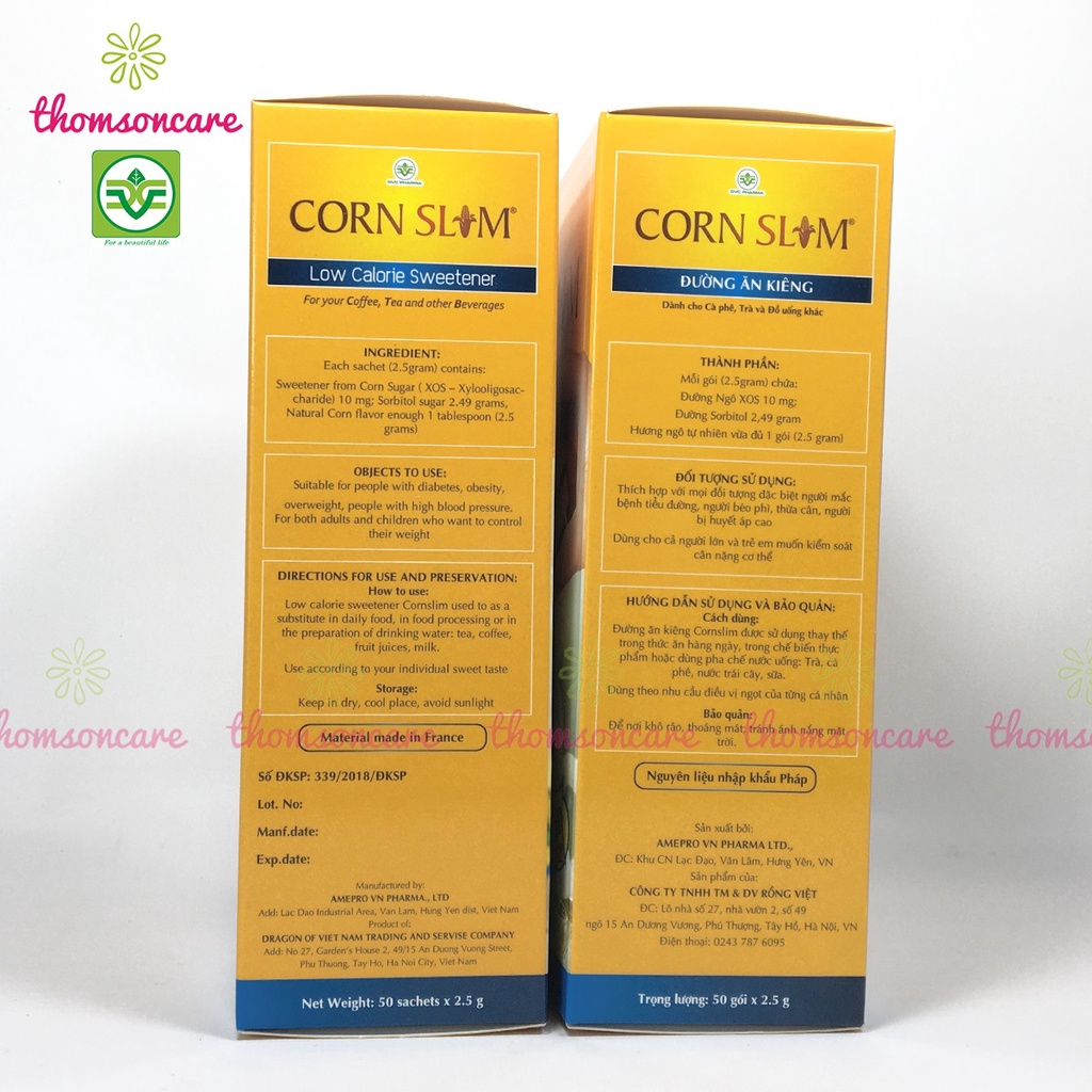 Đường ăn kiêng Cornslim làm từ đường bắp Corn Slim, từ ngô, thấp calo cho người tiểu đường, giảm cân