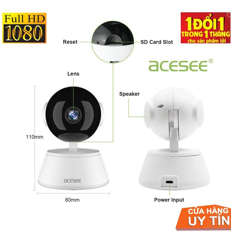 Camera WIfi Acesee AC05 trong nhà , đàm thoại 2 chiều góc nhìn cực rộng full HD