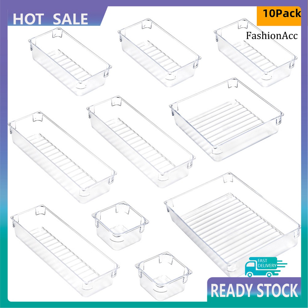 Bộ 10 Khay Nhựa Đựng Đồ Đa Năng Bằng Nhựa Trong Suốt Tiện Dụng