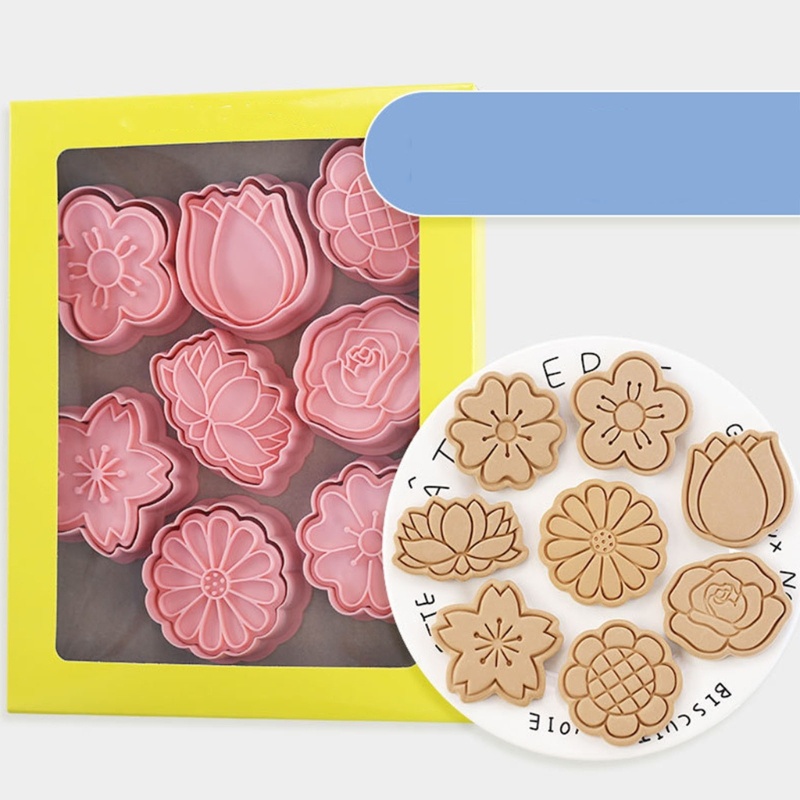 Set 8 Khuôn Làm Bánh Tạo Hình Bông Hoa Hoạt Hình Dễ Thương