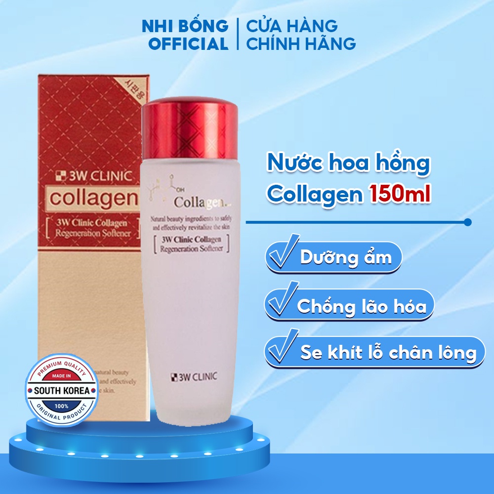 Nước Hoa Hồng Dưỡng Da Săn Chắc Chống Lão Hóa Collagen 3w Clinic Hàn Quốc 150ml