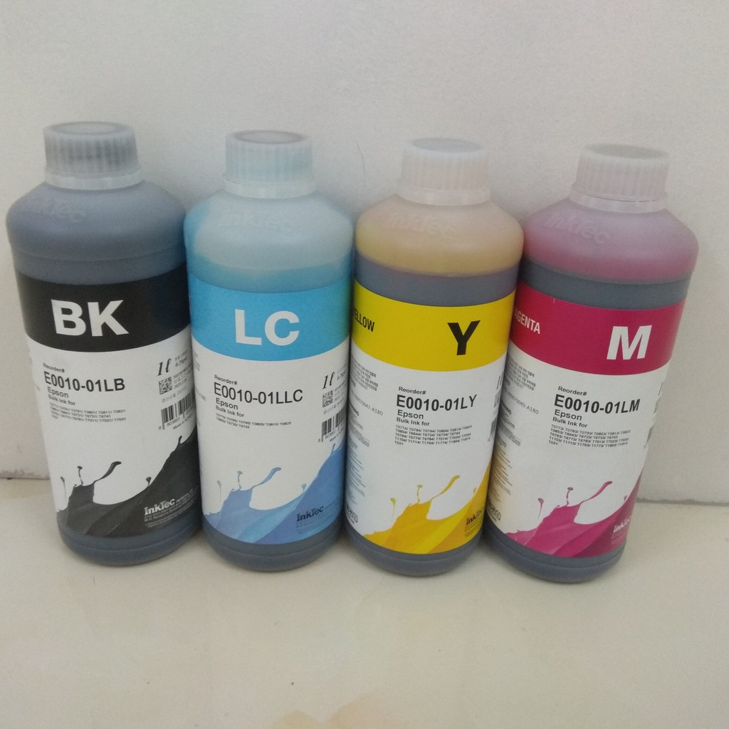 [Mã 267ELSALE hoàn 7% đơn 300K] Bộ 4 chai mực nước Inktec Hàn Quốc 1l cho máy in Epson