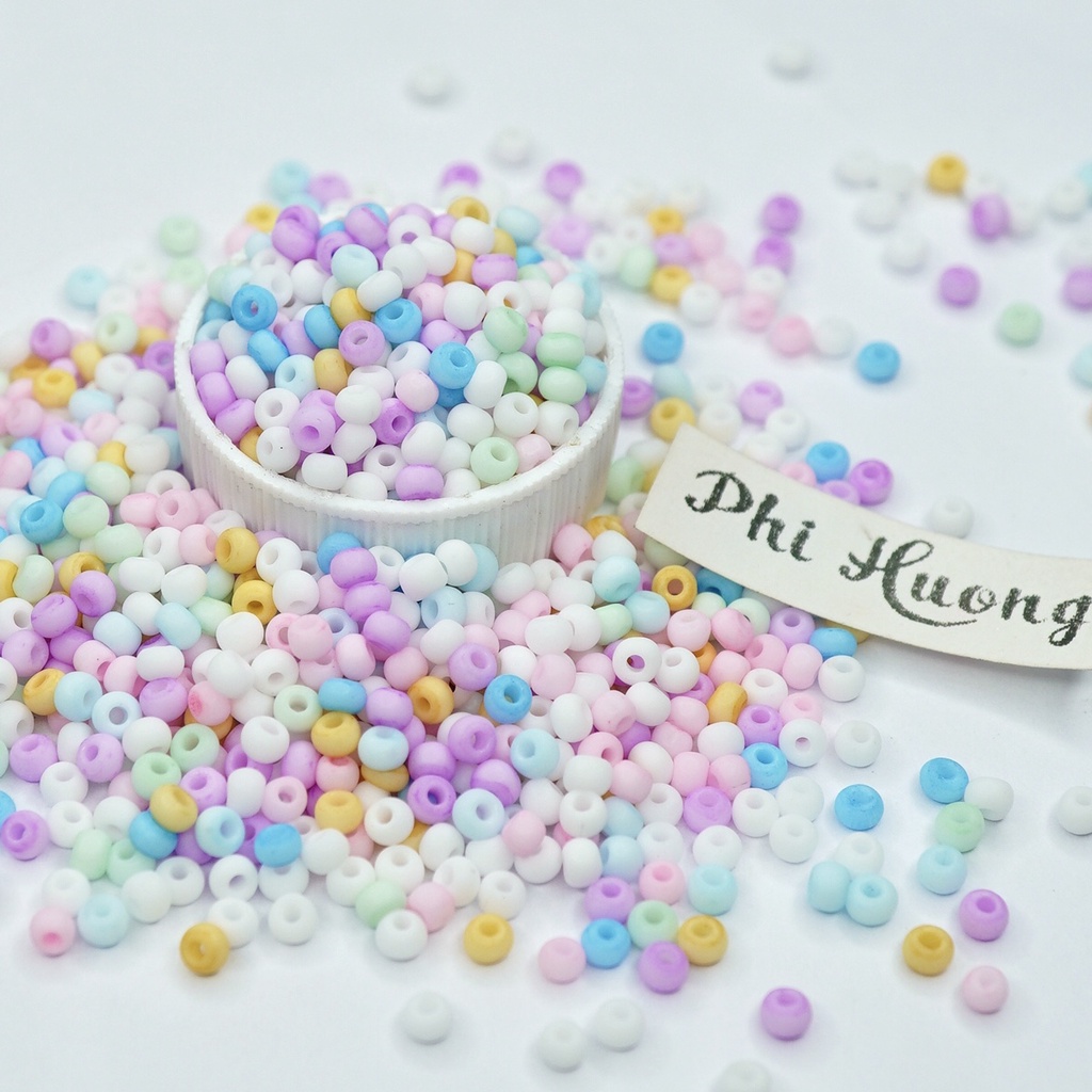 Gói 20g - 50g hạt cườm tấm 3mm hạt đều cao cấp mix màu