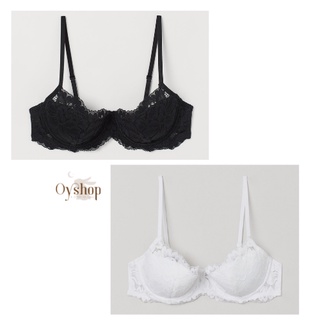 Áo ngực dạng balconette mút mỏng phối ren cúp ngực có gọng cài sau h&m