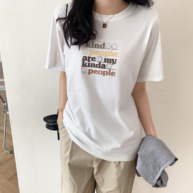 Áo Thun Nữ Cổ Tròn Ngắn Tay In Hình Phong Cách Mới 44478