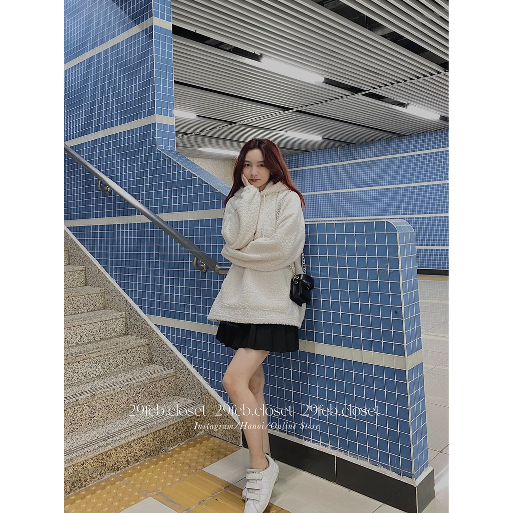 [Ảnh thật/Video] Áo hoodie lông cừu oversize dáng rộng - 29feb.closet