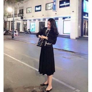 CHÂN VÁY XẾP LY XINH | CHÂN VÁY ĐẸP CHO CHỊ EM | CHÂN VÁY ĐEN PHỐI ĐỒ SIÊU SANG