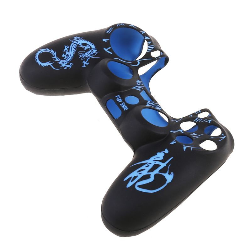 Bộ Vỏ Bọc Tay Cầm Chơi Game Ps4 + 2 Nút Bấm Bằng Silicone Hình Rồng Trung Hoa