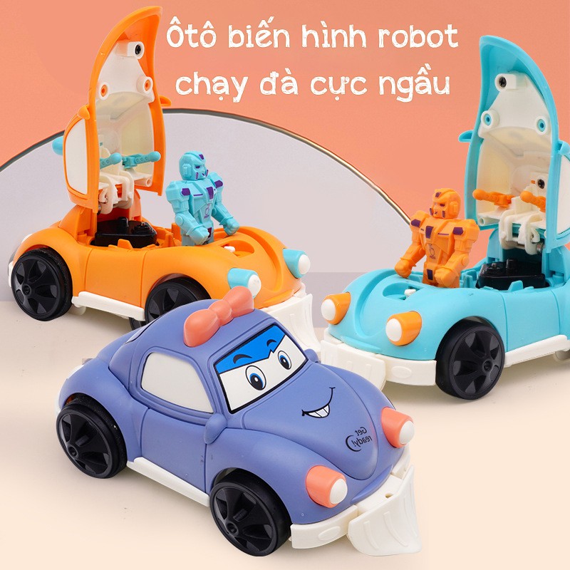 Đồ chơi ô tô biến hình robot chạy đà, màu sắc bắt mắt , chất liệu an toàn dành cho bé trai từ 2 đến 10 tuổi
