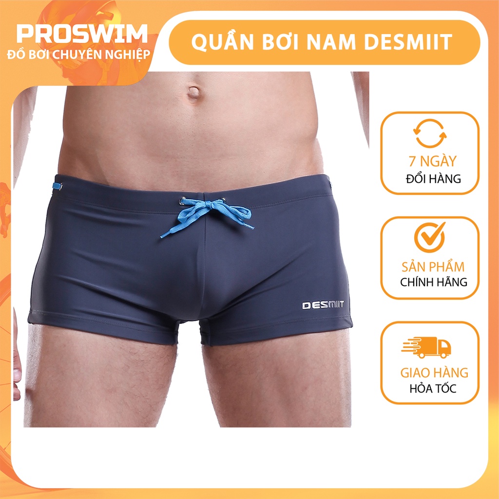 Quần bơi nam dạng đùi boxer chính hãng Desmiit S404 Màu Chì thích hợp bơi lội chạy bộ, thể thao nước