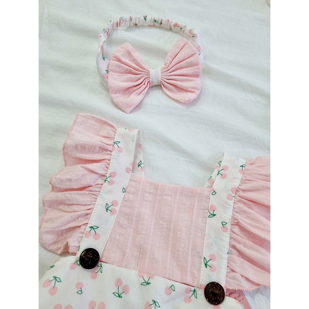 Bodysuit cho bé cherry hồng