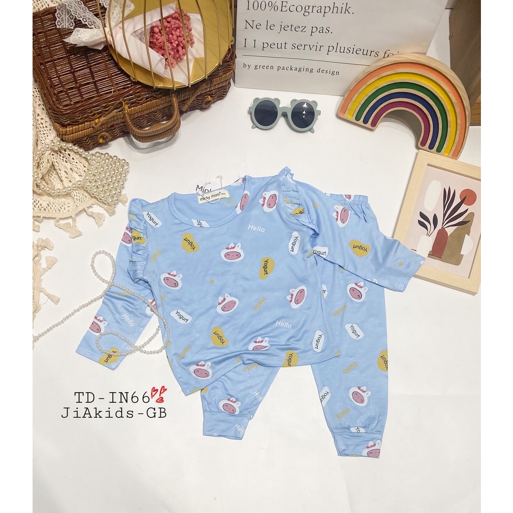 Bộ Dài Tay THUN LẠNH MINKY MOM In Hình Toàn Thân Cánh Tiên Dễ Thương Bé Gái TD-IN66