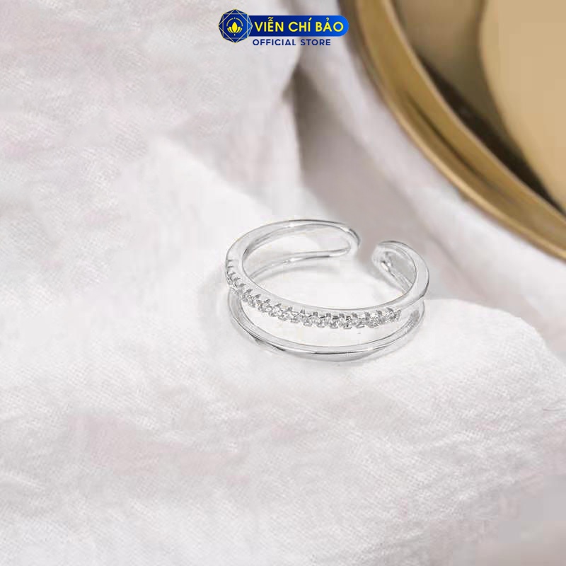 Nhẫn bạc nữ Parallel đính đá trắng chất liệu bạc 925 thời trang phụ kiện trang sức nữ Viễn Chí Bảo N000409x