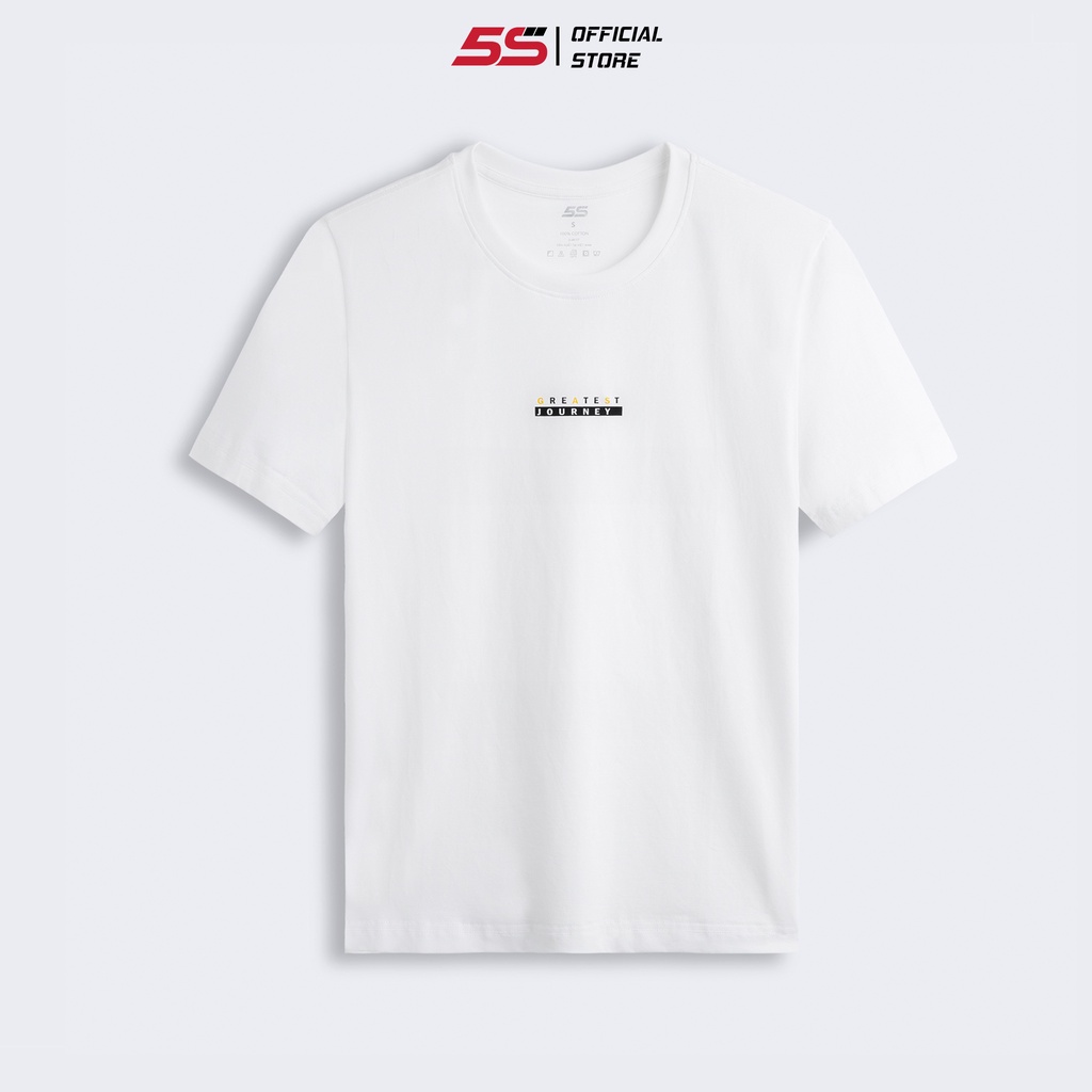 Áo Thun Nam 5S Cổ Tròn Màu Trắng, Chất Liệu Cao Cấp Thoáng Mát, Nhẹ Nhàng, Thiết Kế In Chữ Phong Cách