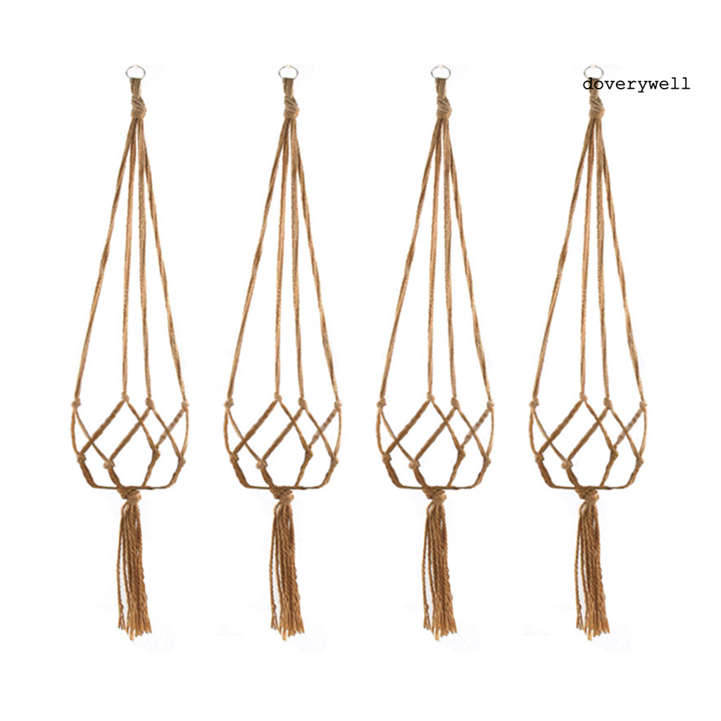 Bộ 4 Chậu Hoa Treo Tường Trang Trí Phối Tua Rua Thời Trang Độc Đáo