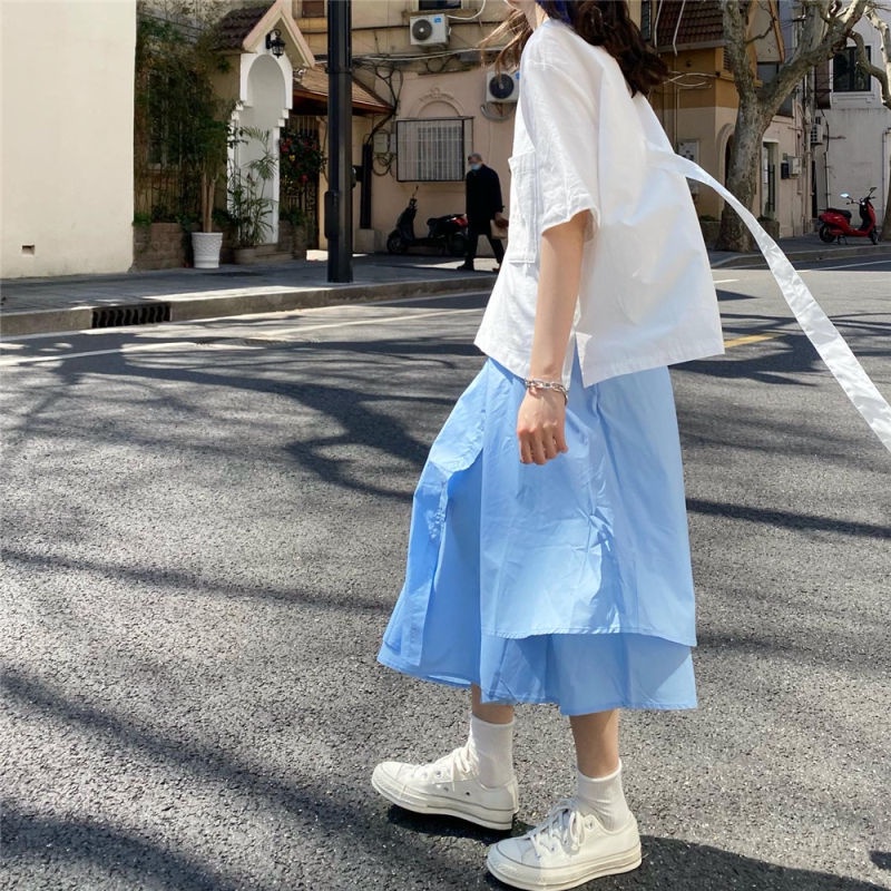 Set Áo Thun Tay Ngắn Phối Chân Váy Thời Trang Xinh Xắn Cho Nữ