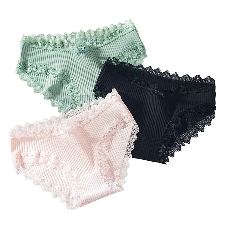 Quần lót cotton sợi tre kháng khuẩn cao cấp viền ren sexy đáng yêu QL17