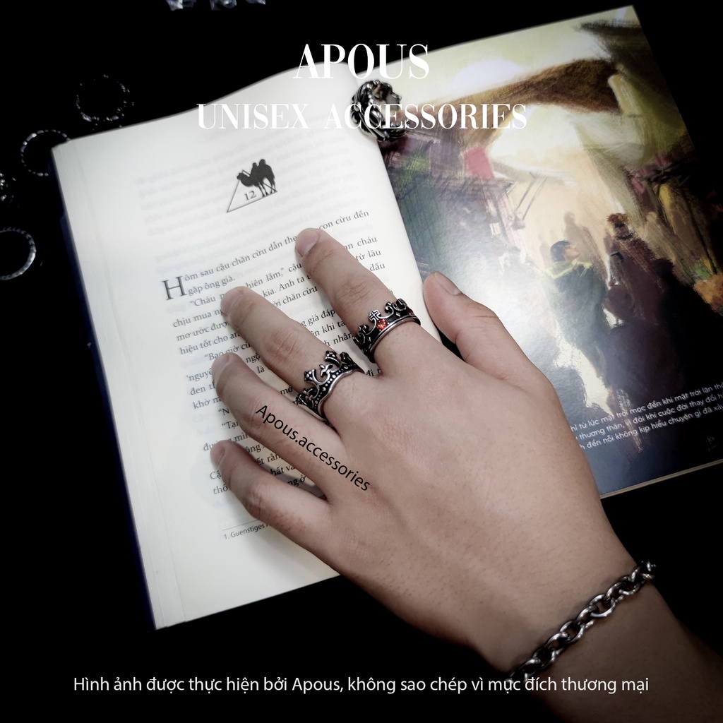 Nhẫn nam nữ Chrome Heart Style N003 - Thép Titan - Phụ kiện trang sức Unisex Apous