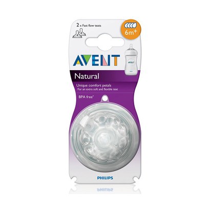 Bộ 2 núm ty Avent cho bé 6 tháng trở lên (4 lỗ)