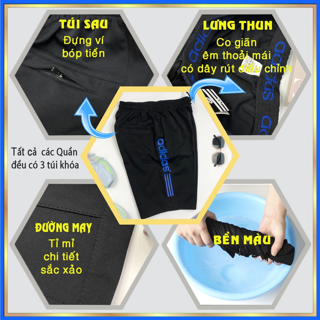 Quần short nam đùi nam lưng thun thể thao adidas Q14 quần sọt nam đẹp ngắn cao cấp có size lớn cho người mập big size