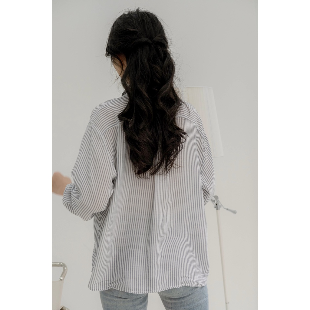 Áo somi LENclothing kẻ sọc chất lanh mát form oversize 729900