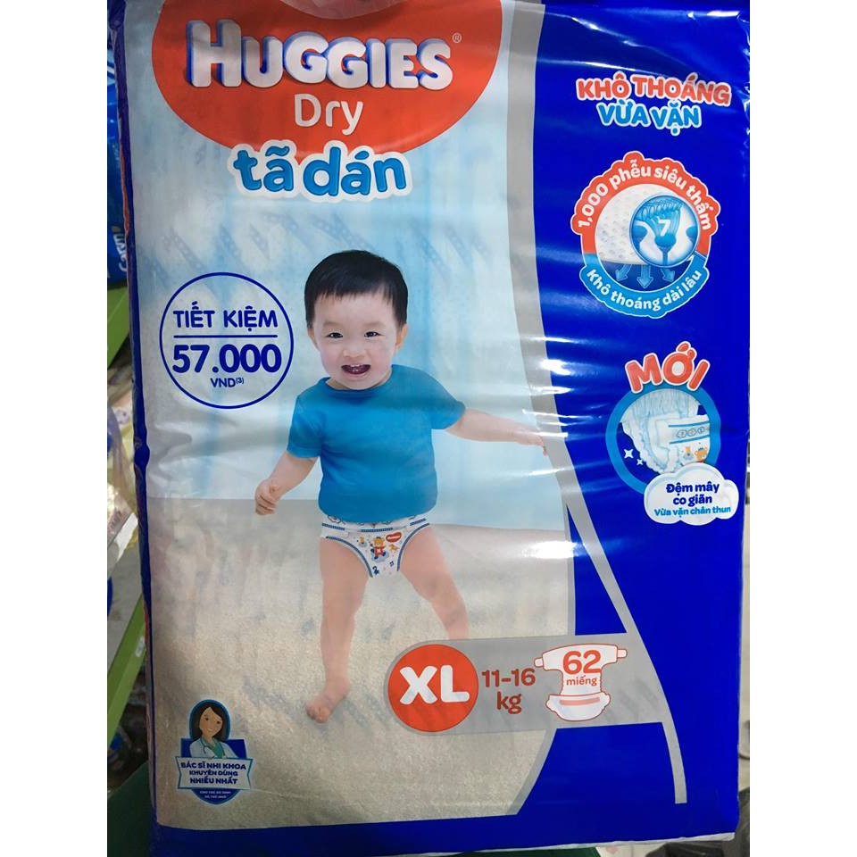Tã dán Huggies Dry Dán [size XL] 62 miếng