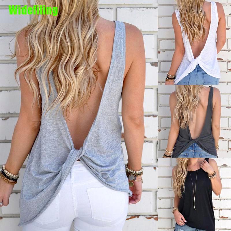 Áo Chiffon Không Tay Hở Lưng Màu Trơn Dành Cho Nữ