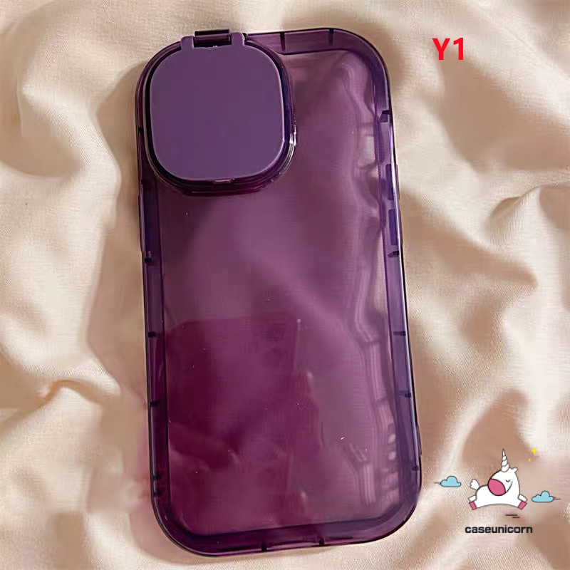 Ốp Điện Thoại TPU Mềm Màu Kẹo Ngọt Có Gương Trang Điểm 2 Trong 1 Cho IPhone 14 13 12 11 Pro Max X XR 8 7 14 Plus