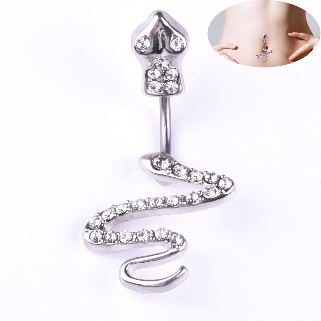 Khuyên rốn hình rắn đính đá quyến rũ thời trang