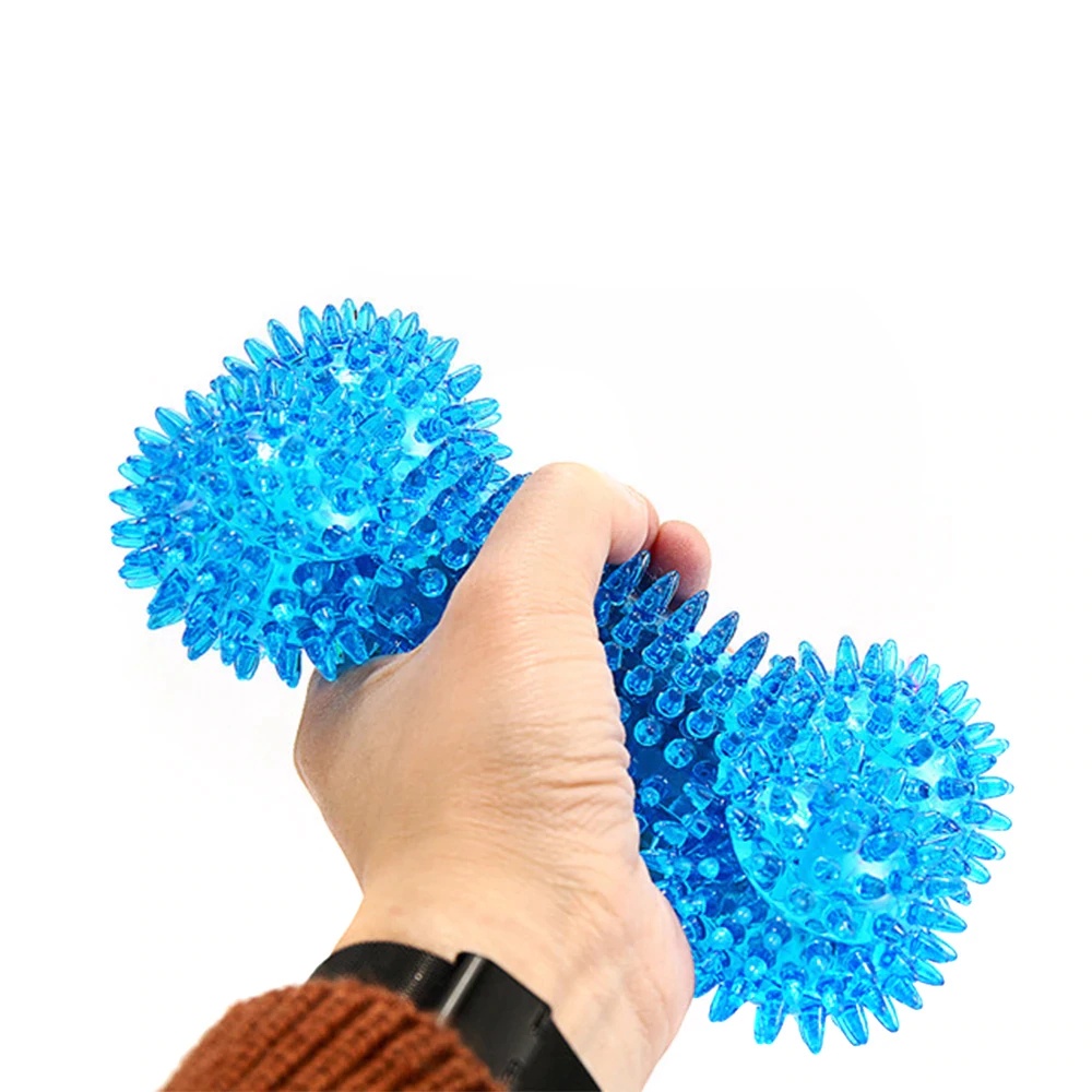 Đồ chơi chó mèo hình xương silicon - Đồ chơi gặm cho chó mèo hình xương tạ gai có kèn kêu