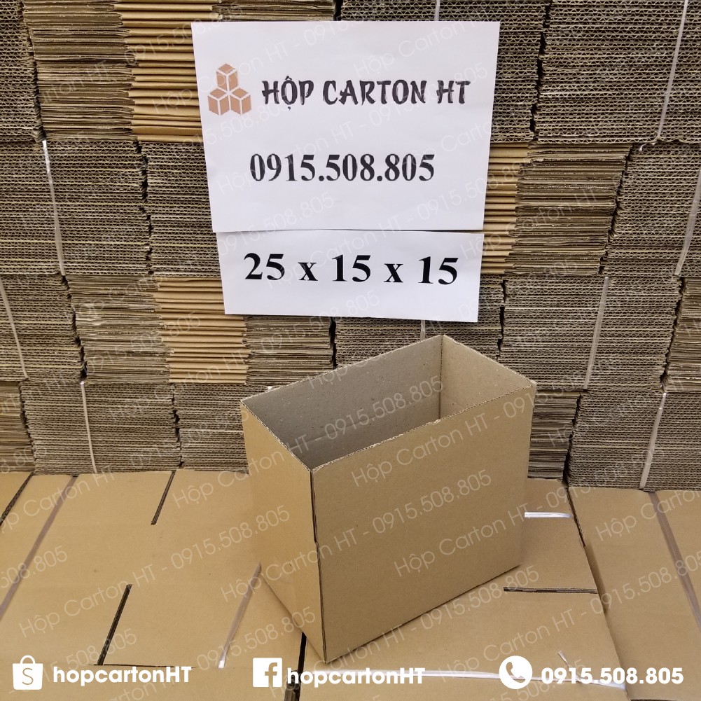 25x15x15 Combo 100 hộp carton, thùng giấy cod gói hàng, hộp bìa carton đóng hàng giá rẻ