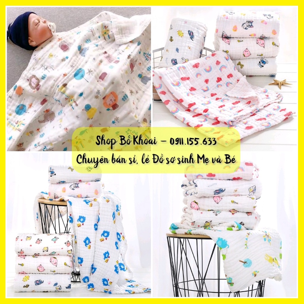 Khăn tắm xô nhăn 6 lớp siêu mềm, siêu thấm cho bé - Chăn xô nhăn 6 lớp đa năng  - Bố Khoai Store