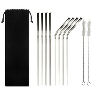 Bộ 8 ống hút làm từ thép không gỉ ke2m 2 cọ vệ sinh