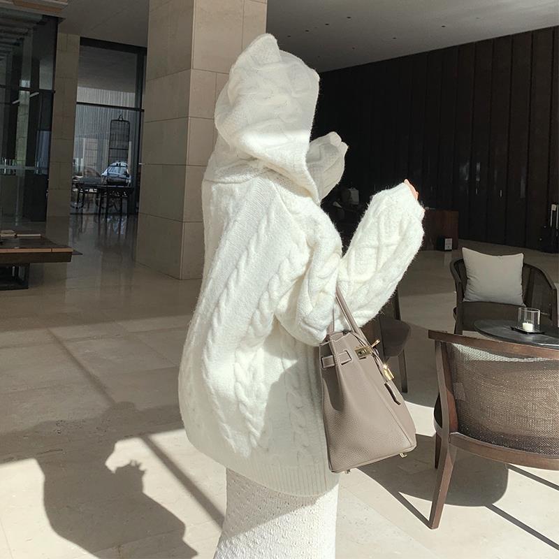 Áo Sweater Dệt Kim Có Mũ Trùm Đầu Phong Cách Retro Thời Trang Thu Đông Dành Cho Nữ | BigBuy360 - bigbuy360.vn