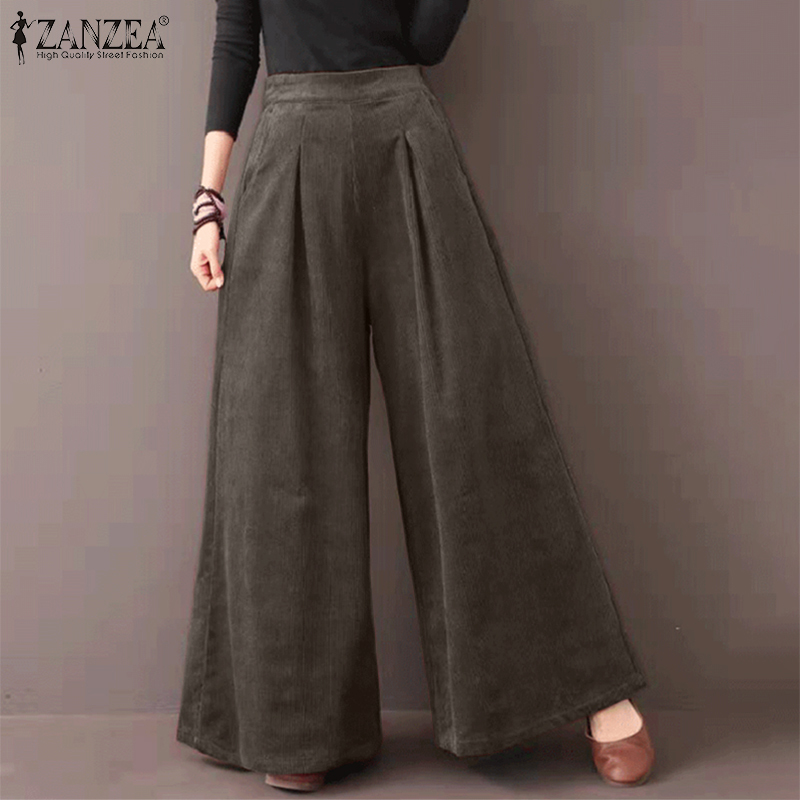 Quần Dài Ống Rộng ZANZEA Cho Nữ Màu Trơn Phong Cách Vintage | BigBuy360 - bigbuy360.vn