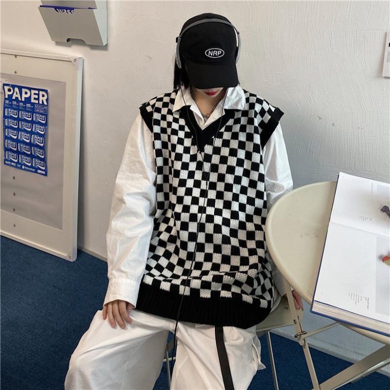 Áo Gile Len Hàn Quốc, Áo Len Nữ Họa Tiết Kẻ Caro Cá Tính Phong Cách Thời Trang Sang Chảnh | BigBuy360 - bigbuy360.vn