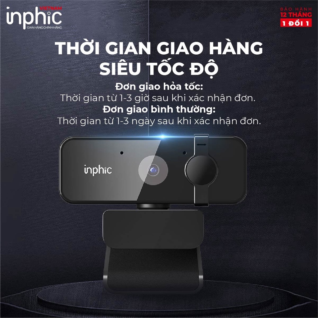 Webcam INPHIC UC10 Full HD 1080p Cực Nét Có Mic Dùng Cho Máy Tính Laptop Hỗ Trợ Học Tập và Làm Việc Online