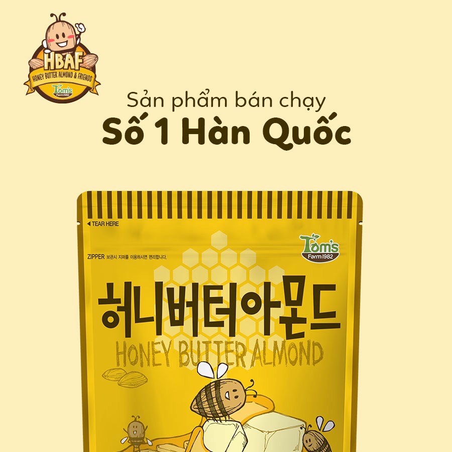 Hạnh nhân tẩm vị Bơ Mật Ong Tom's Farm - Gói 30g