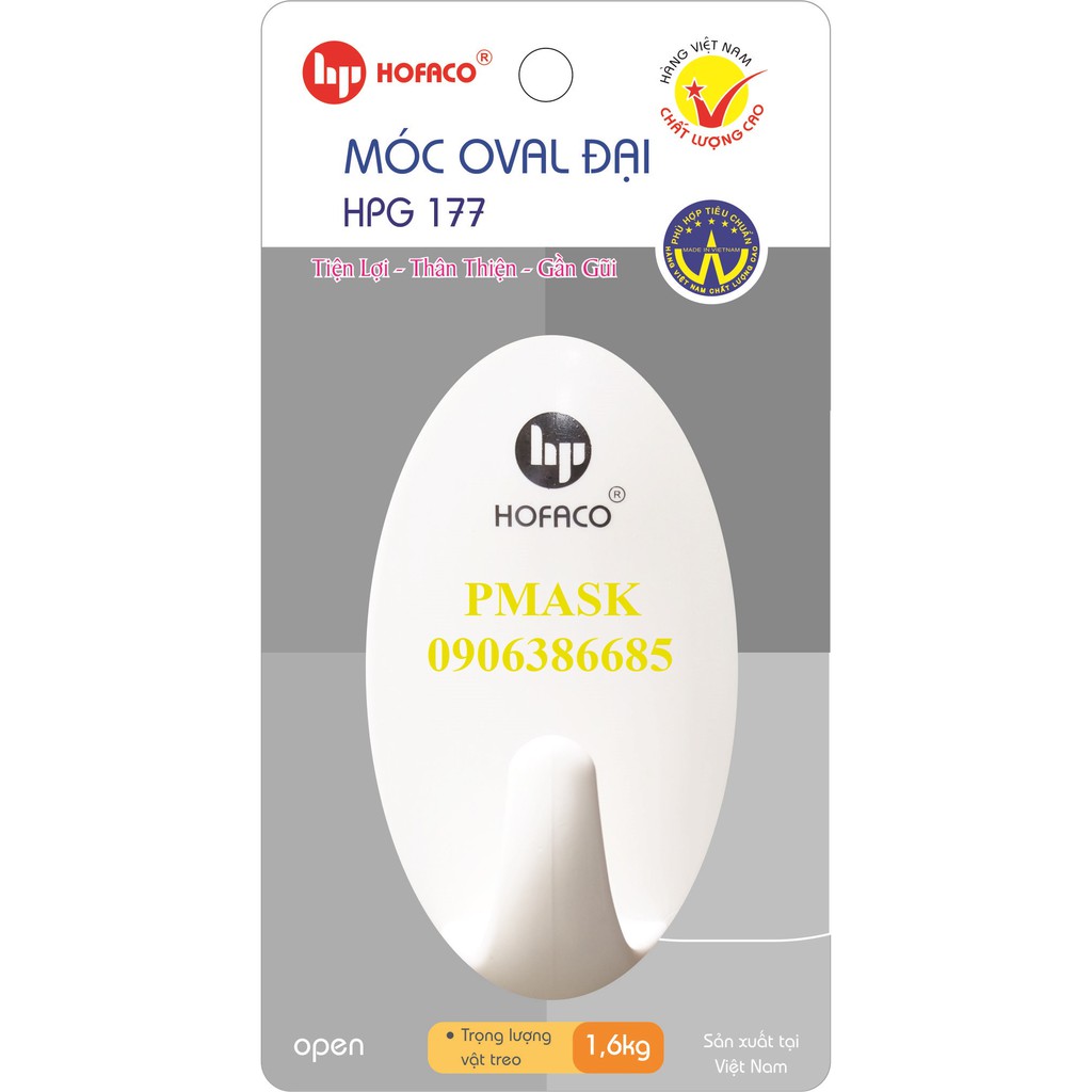 Móc nhựa Hofaco - Móc treo tường Oval HPG177 - Móc dán dính tường siêu tiện lợi