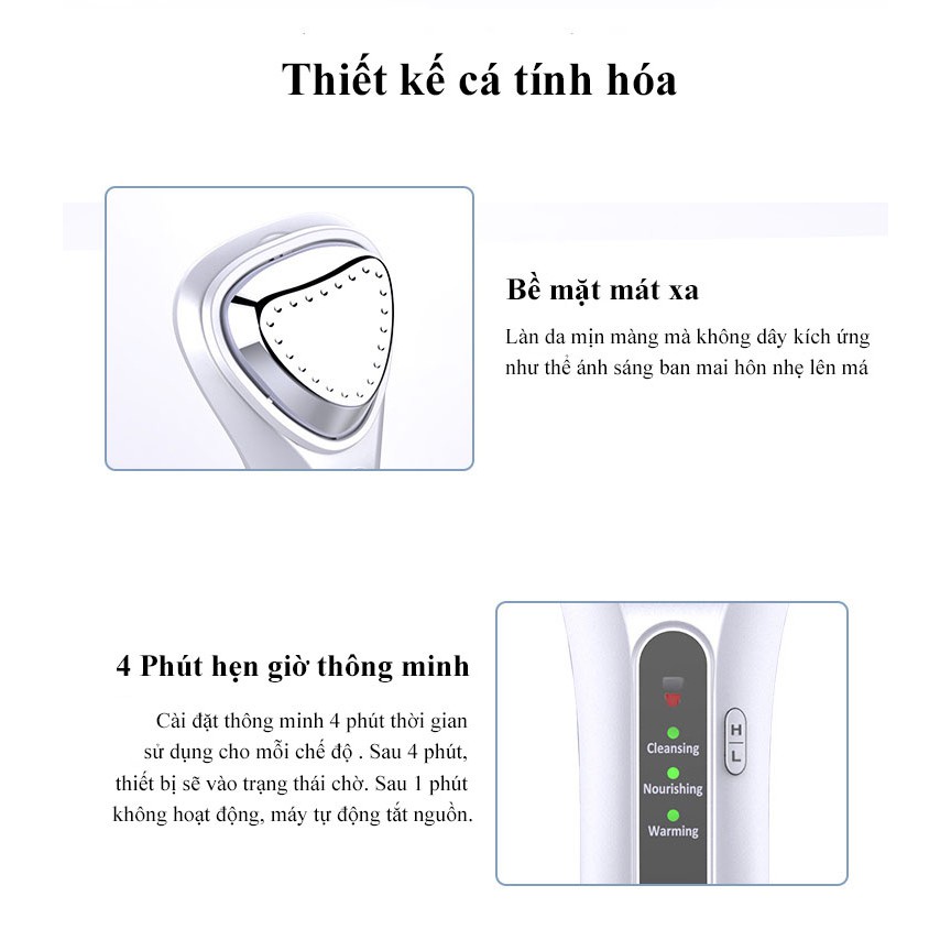 Máy massage mặt điện di tinh chất, máy nâng cơ đẩy dưỡng chất ION dưỡng trắng Beauty Device BH 6 THÁNG