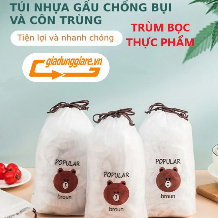 Túi 100 MÀNG BỌC THỰC PHẨM nhựa PE trong suốt an toàn vệ sinh bọc nilong bảo quản trái cây có chun co giãn tiện lợi