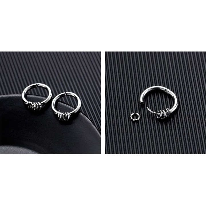 Bông tai nam nữ INOX khoen tròn thời trang Kpop - 1 chiếc - BT093