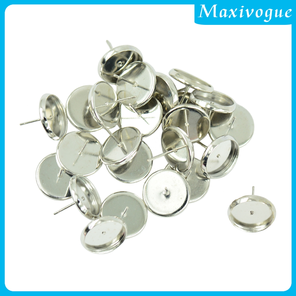 24 Bông Tai Kính Cabochons 12mm