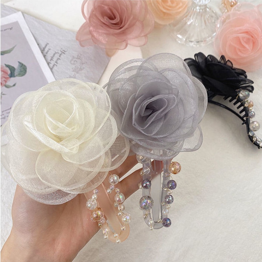 Kẹp Tóc Hình Hoa Phối Lưới Cỡ Lớn Thời Trang Hàn Quốc Cho Nữ