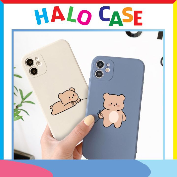 Ốp lưng iphone cạnh vuông BVC gấu buộc dây 6plus/6s/6splus/7/7plus/8/8plus/x/xr/xs/11/12/pro/max/plus/promax