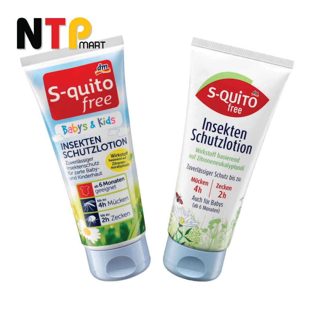 Kem chống muỗi và côn trùng S-quito Free Insekten schutzlotion cho trẻ từ 6 tháng tuổi tuýp 100ml nhập khẩu Đức