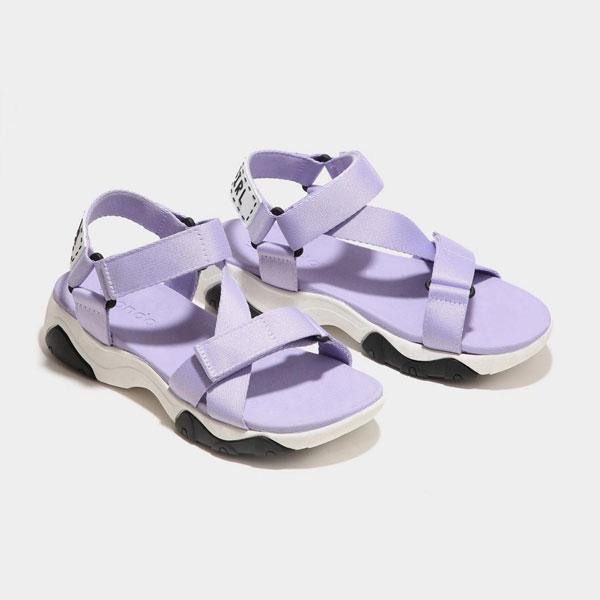 Giày Sandal Shondo Girly đế trắng phối đen quai tím Lavender GIM0092