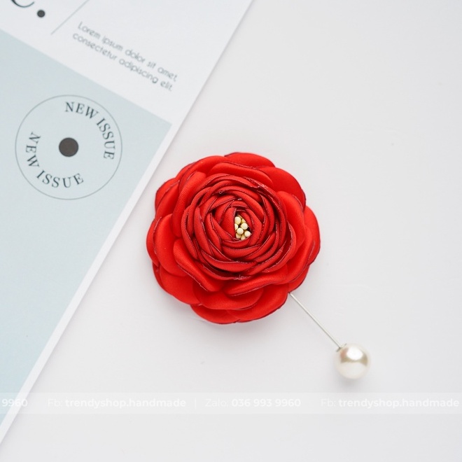 Hoa cài áo - Tag hoa trà cài áo trâm cài - Hoa vải cài áo handmade