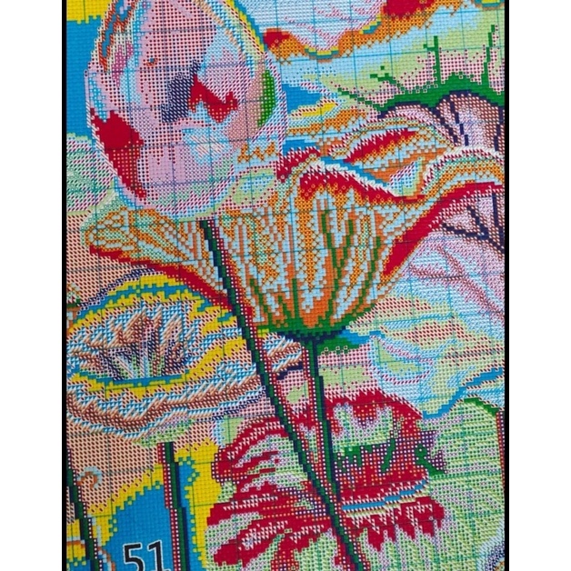 Tranh thêu chữ thập hoa sen - 180x80cm - 9CT thêu 4 sợi