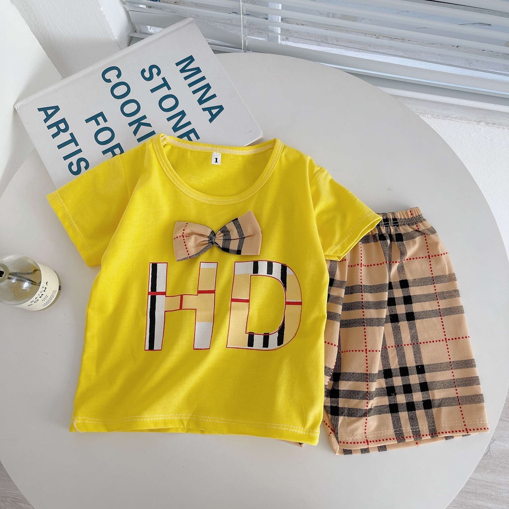 Đồ Bộ Hè Cho Bé Trai, Bộ Cộc Tay Nơ HD Công Tử Chất Cotton Cao Cấp Cho Bé Từ 8-18kg sâu shop